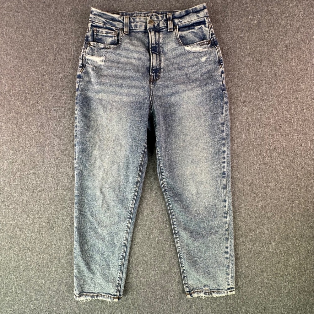American Eagle Jeans Women 6 Curvy Mom Jean Blue Acid Wash Distressed EXCELLENT